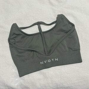 NVGTN open back green crop bra